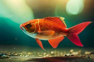 un rojo pescado nadando en el agua. generado por ai foto
