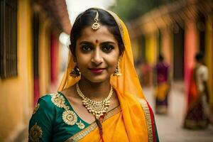 a beautiful indian woman in traditional clothing. AI-Generated photo