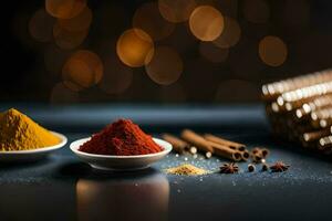 spices and spices on a table. AI-Generated photo