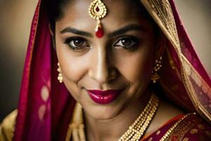 a woman in traditional indian attire. AI-Generated photo