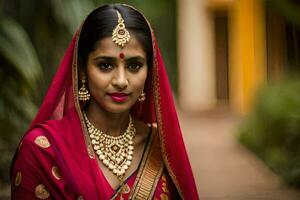 a beautiful indian bride in traditional attire. AI-Generated photo