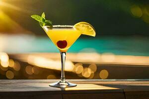 cocktail on the beach. AI-Generated photo
