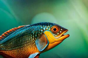 un pescado con brillante colores es mostrado. generado por ai foto