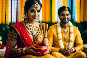 indio Boda en Bombay. generado por ai foto