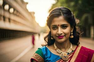 a woman in a traditional sari. AI-Generated photo