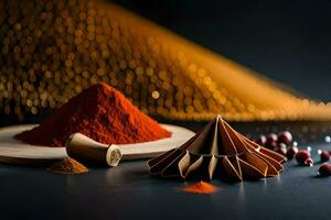 spices and spices on a table. AI-Generated photo