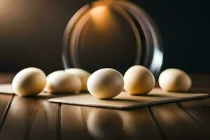 eggs on a cutting board. AI-Generated photo