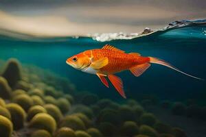 a goldfish swimming in the ocean. AI-Generated photo