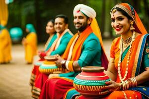 indio Boda ceremonia en India. generado por ai foto