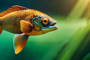 un pescado con brillante naranja y azul aletas generado por ai foto