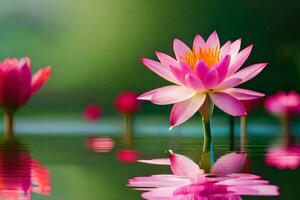 pink lotus flowers in the water. AI-Generated photo