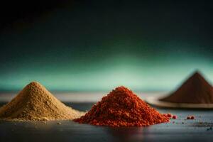 three different types of spices are shown. AI-Generated photo