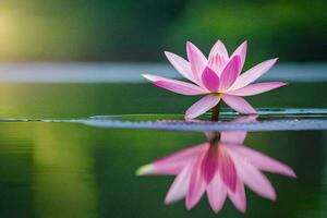 a pink lotus flower floating in the water. AI-Generated photo