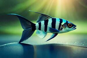 a fish with black and white stripes is shown in the sunlight. AI-Generated photo