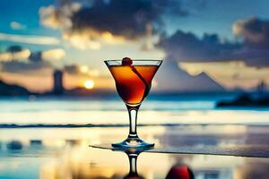 cocktail on the beach. AI-Generated photo