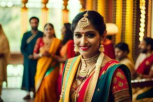 a beautiful bride in traditional indian attire. AI-Generated photo