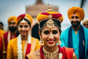 indio Boda en jaipur. generado por ai foto