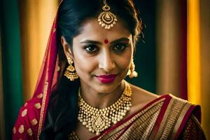 a beautiful indian bride in traditional attire. AI-Generated photo