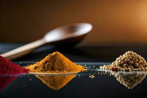 spices and spices on a black background. AI-Generated photo