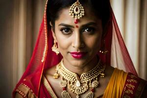 a beautiful indian bride in traditional attire. AI-Generated photo