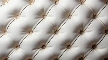 Padded white leather upholster pattern leather texture with buttons generative ai photo