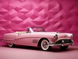 Classic car pink wallpaper generative ai photo