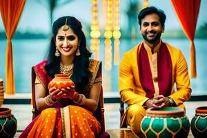 a beautiful indian wedding in mumbai. AI-Generated photo