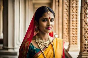 a beautiful indian bride in traditional attire. AI-Generated photo