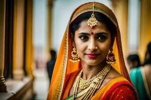 a beautiful indian bride in traditional attire. AI-Generated photo