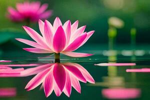 pink lotus flower in water with reflection. AI-Generated photo