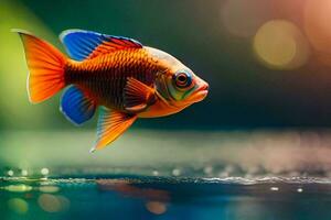 a fish with bright colors is swimming in the water. AI-Generated photo