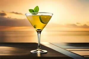 cocktail on the deck of a yacht. AI-Generated photo
