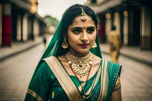 a beautiful indian woman in traditional attire. AI-Generated photo