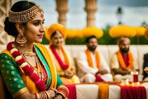 indio Boda en India. generado por ai foto