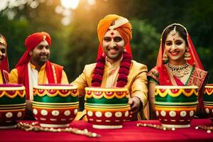 indian wedding ceremony with drums. AI-Generated photo