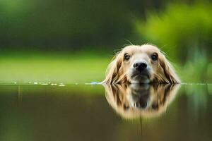 a dog is looking at the camera in the water. AI-Generated photo