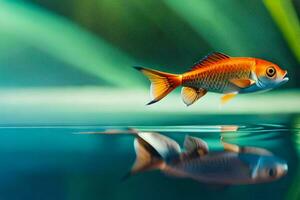a fish is floating in the water. AI-Generated photo