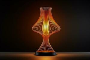 Trendy copper wire table lamp illuminated background with empty space for text photo