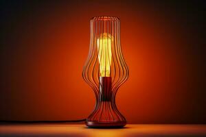 de moda cobre cable mesa lámpara fundición sutil oscuridad aislado en un degradado antecedentes foto