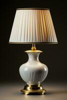 Classic porcelain table lamp spreading soothing light isolated on a gradient background photo