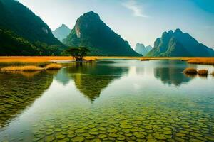 the li river in china. AI-Generated photo