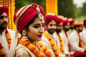 indian wedding ceremony with bride and groom. AI-Generated photo