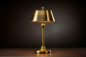 Retro brass table lamp showcasing beautiful design isolated on a gradient background photo