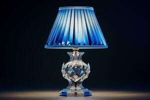 Elegant crystal table lamp emitting soft illumination isolated on a gradient background photo