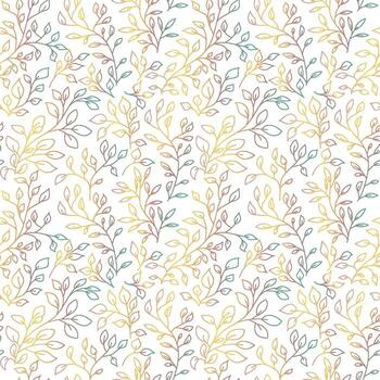 Seamless pattern with branches and leaves. Beautiful Floral colorful endless background for textile, fabric, wallpaper or wrapping vector
