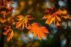 autumn leaves are seen in the air. AI-Generated photo