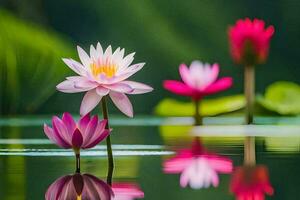 pink lotus flowers in the water. AI-Generated photo