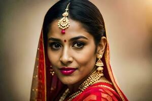 a beautiful indian woman in traditional attire. AI-Generated photo