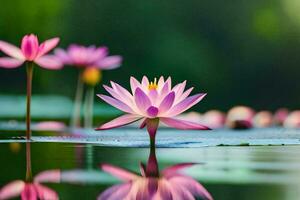 pink lotus flowers in the water. AI-Generated photo