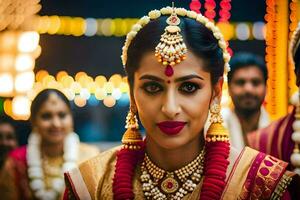 a beautiful bride in traditional indian attire. AI-Generated photo